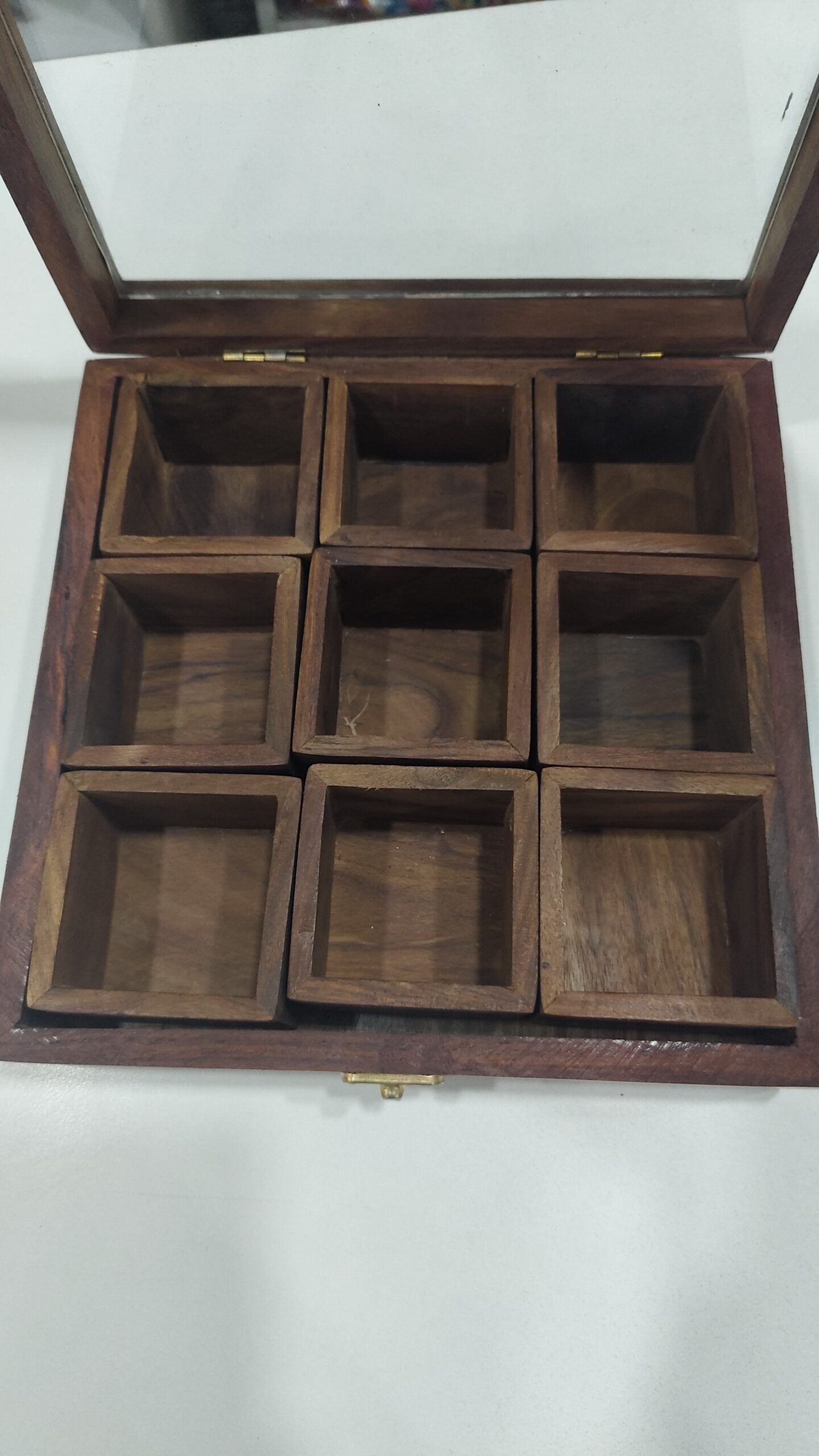 Buy Online Amazon Etsy,Wooden Spices Box, Teak Wooden Spice Box, 9 Container, Handmade Wooden Spice Box - Image 6