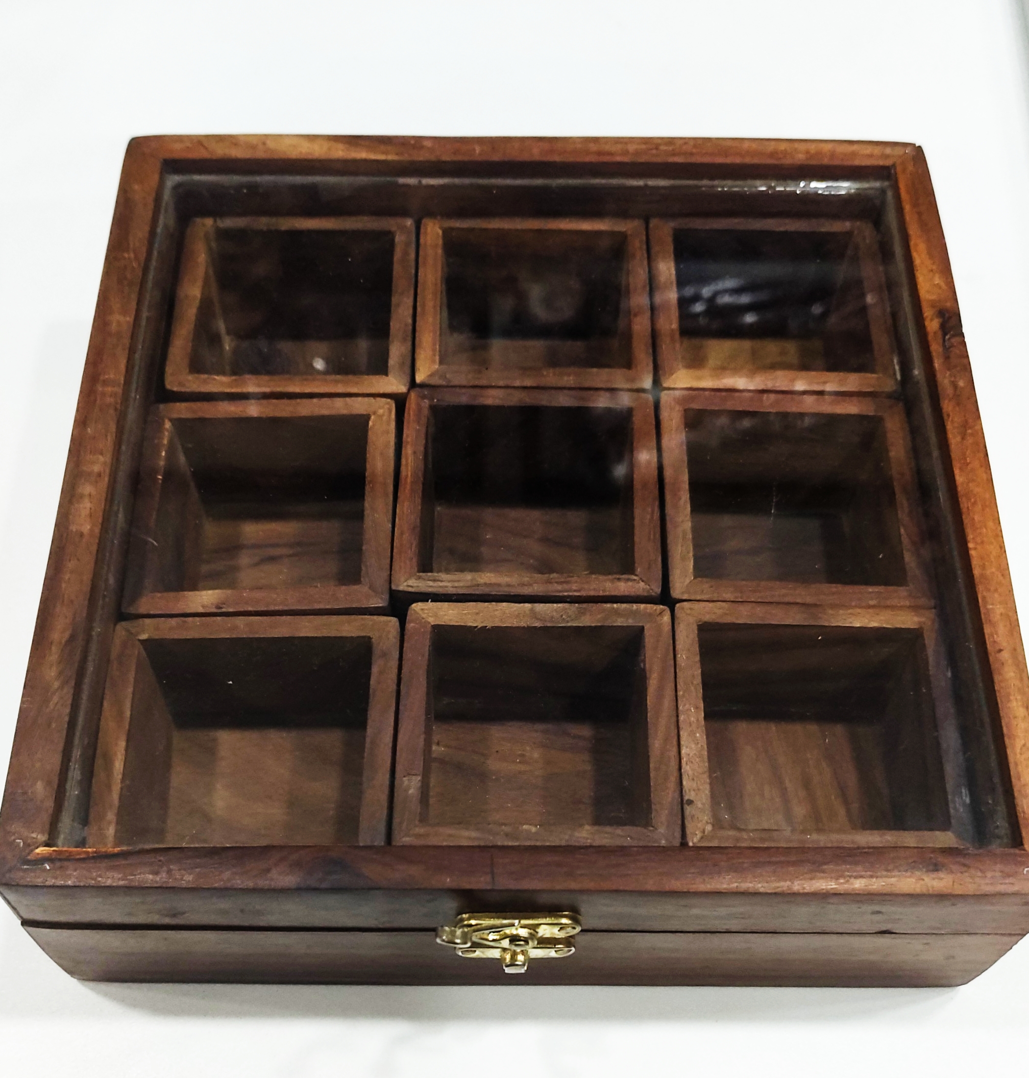 Buy Online Amazon Etsy,Wooden Spices Box, Teak Wooden Spice Box, 9 Container, Handmade Wooden Spice Box - Image 5