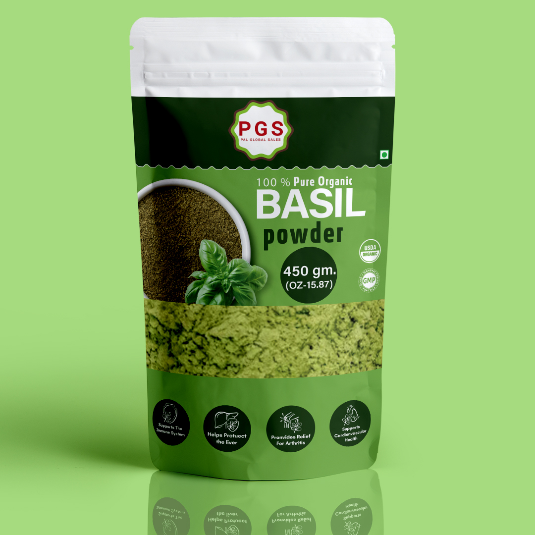 Basil Powder, Organic Basil Leaf (Leaves) Powder Best Indian Spice, Herbs Healthy Product.